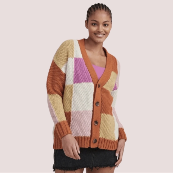 Cotton On Sweaters - 🌟Host Pick🌟 Cotton On Oversized Splice Patchwork Colorblock Cardigan Size S